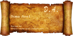 Duma Axel névjegykártya